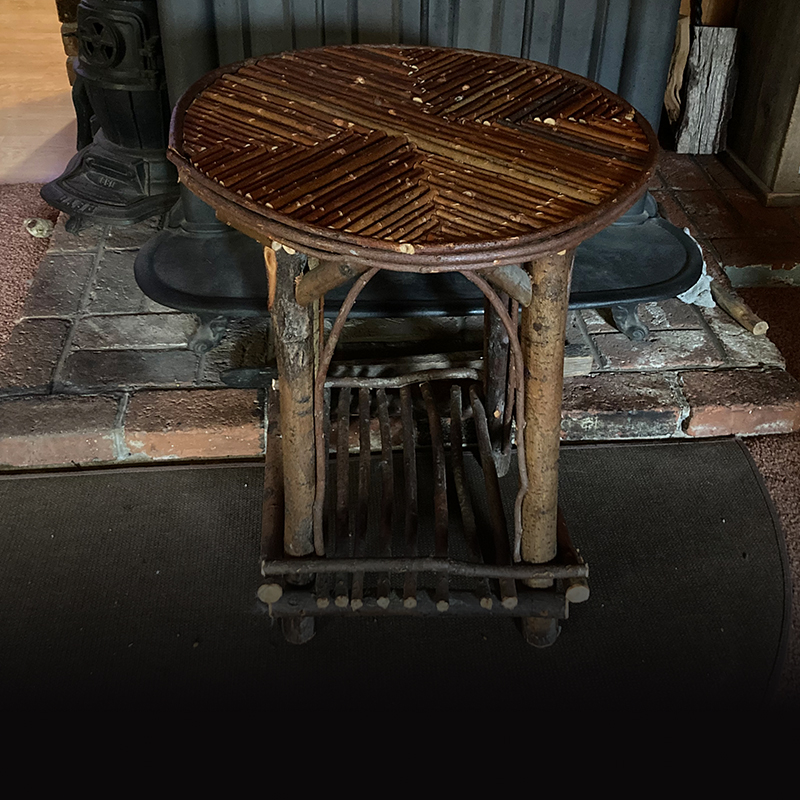 Round Inlaid Twig End Table